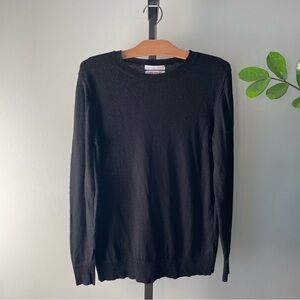 JF 100% Merino Wool Crewneck Knit Pullover Sweater Black Size Large